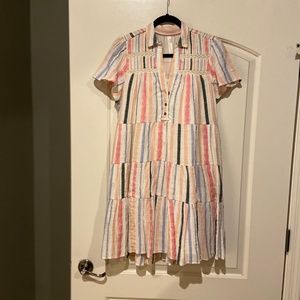 ANTHROPOLOGIE Flowy Dress Multi-Colored Short Sleeve
